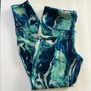 Patagonia Blue and Green Caribbean Marble‎ Leggings Size M